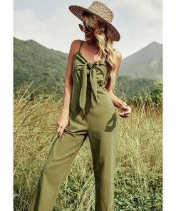 J+j Rompers + Jumpers Green Tie Front Jumpsuit