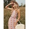 J+j Dresses Pink Floral Halter Neck Backless Dress