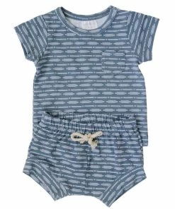 Mebie Baby Blue Horizon Organic Cotton Shorts Set
