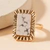 J+j Howlite Rectangular Metal Ring Rings