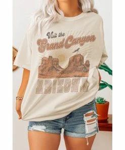 J+j Grand Canyon Arizona Cream Oversized Tee Graphic Tees