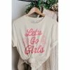 J+j Let's Go Girls Pink Cream Tee Graphic Tees