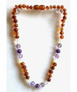 Sweet Tree Amber Amber + Amethyst + Opalite Necklace 13"