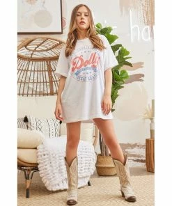 J+j Graphic Tees Dolly For President White Oversized Tee
