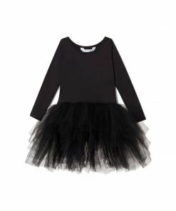 I Love Plum Black Long Sleeve Tutu Dress