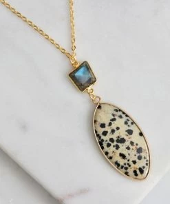 Mesa Blue Necklaces Dalmatian Jasper + Labradorite Long Necklace