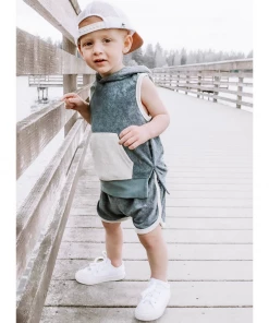 Little Bipsy Bottoms Slate Blue Terry Track Shorts