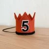 Cutest Little Party Party Time # 5 Copper Felt + Black Pom Trim + Black/white Crown