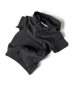 Little Bipsy Black Short Sleeve Hoodie Tops
