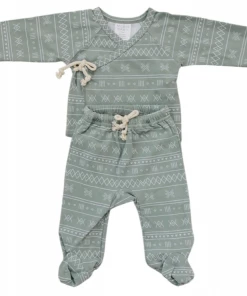 Mebie Baby Sage Alpine Organic Cotton Layette Set Preemie + Newborn