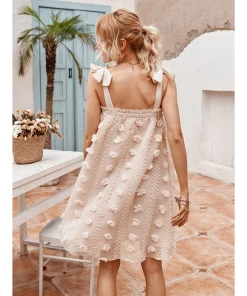J+j Dresses Cream Textured Polka Dot Dress