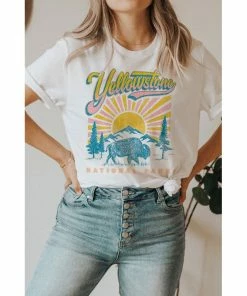 J+j Yellowstone National Park White Tee