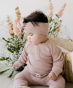 Jamie Kay Preemie + Newborn Dusky Rose Organic Cotton Waffle Knit Headband