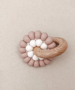 Pretty Please Teethers Mahogany Rose Reed Teething Ring Rattle Toy Toys