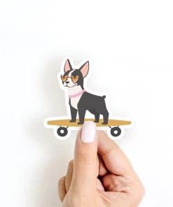 Onderkast Dog On A Skateboard Sticker