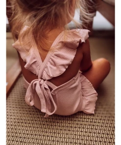 Minikane Light Pink Ruffle Romper