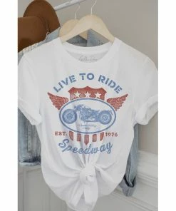 J+j Live To Ride Speedway White Tee