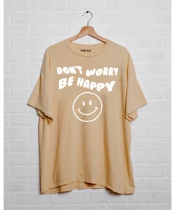 Livylu Don't Worry Be Happy Muted Yellow Tee Graphic Tees