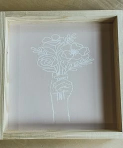 Emrose Taupe Floral Bouquet Wooden Sign Decor