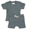 Mebie Baby Charcoal Waffle Cozy Shorts Set