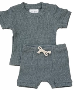 Mebie Baby Charcoal Waffle Cozy Shorts Set