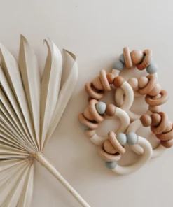 Pretty Please Teethers Mahogany Rose Orbit Teething Ring Rattle Toy