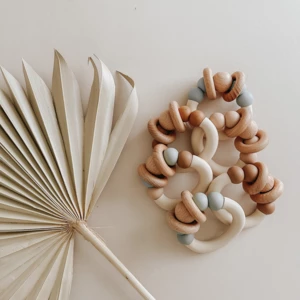 Pretty Please Teethers Mahogany Rose Orbit Teething Ring Rattle Toy 4 Pretty Please Teethers Mahogany Rose Orbit Teething Ring Rattle Toy