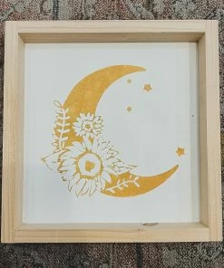 Emrose Moon + Floral Mustard Yellow Sign