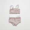 Orcas Lucille Tan Checkered Strap Bandeau Bikini Set