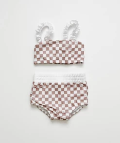 Joss + J Online Shop 20 Orcas Lucille Tan Checkered Strap Bandeau Bikini Set