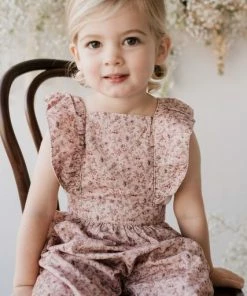Jamie Kay Amelie Floral Organic Cotton Pincord Ruby Romper Overalls + Rompers