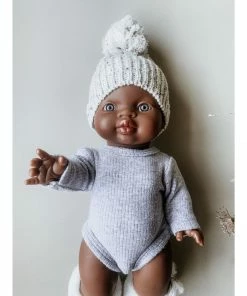 Dolls + Plushies Grey Minikane Long Sleeve Romper