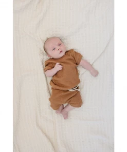 Mebie Baby Honey Organic Cotton Waffle Short Set