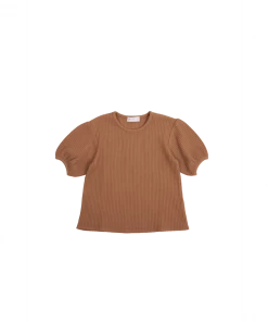 Jamie Kay Knits Light Russet Organic Cotton Waffle Knit Top