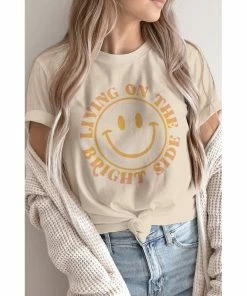 J+j Graphic Tees Bright Side Smiley Cream Tee