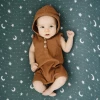 Mebie Baby Overalls + Rompers Honey Waffle Hooded Short Romper
