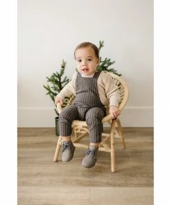 Mebie Baby Charcoal Stripe Linen Cotton Overalls Overalls + Rompers