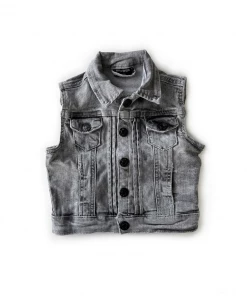 Little Bipsy Outerwear Grey Wash Denim Vest