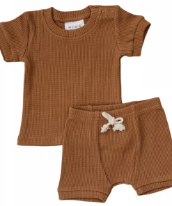 Mebie Baby Honey Organic Cotton Waffle Short Set