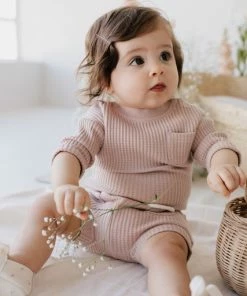 Jamie Kay Dusky Rose Organic Cotton Waffle Set Short Bloomers