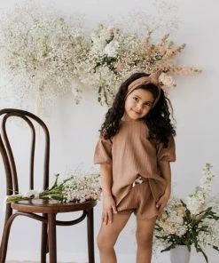 Jamie Kay Knits Light Russet Organic Cotton Waffle Knit Top