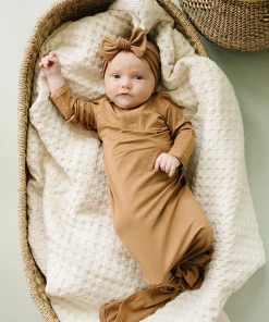 Mebie Baby Mustard Bamboo Knotted Gown Preemie + Newborn