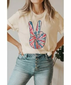 J+j Peace Sign Cream America Tee