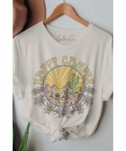 J+j Happy Camper Cream Oversized Tee
