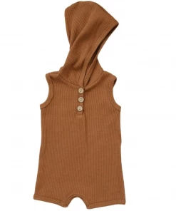 Mebie Baby Overalls + Rompers Honey Waffle Hooded Short Romper