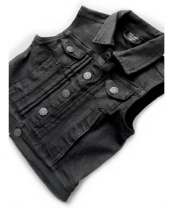 Little Bipsy Black Wash Denim Vest Outerwear