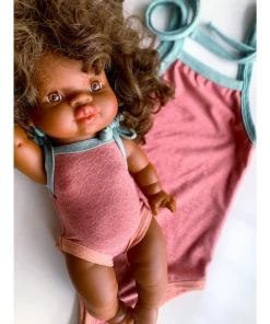 Dolls + Plushies Bright Pink + Aqua Romper Minikane Clothing