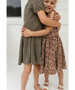 Lia + Lou Brown Floral Twirly Tie Dress Dresses