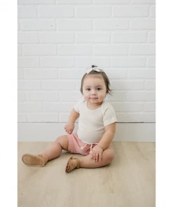 Mebie Baby Preemie + Newborn Vanilla Organic Cotton Ribbed Onesie