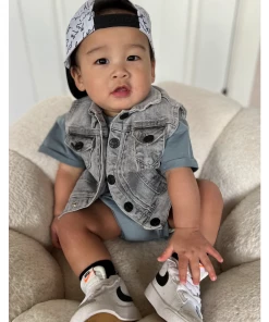 Little Bipsy Outerwear Grey Wash Denim Vest